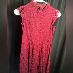Deep red lace dress
